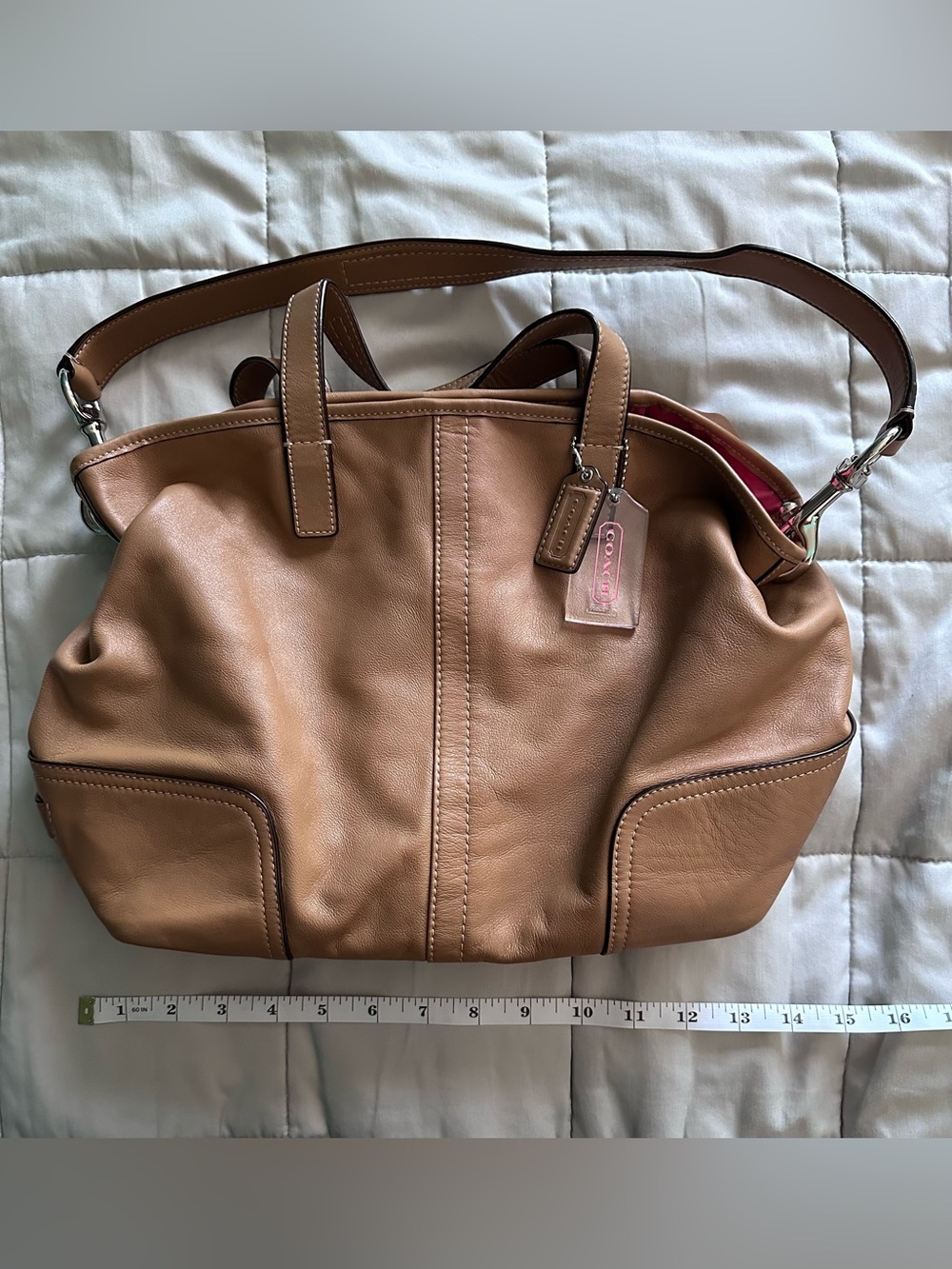 Coach Tan Pebble Leather Tote with Detachable Strap